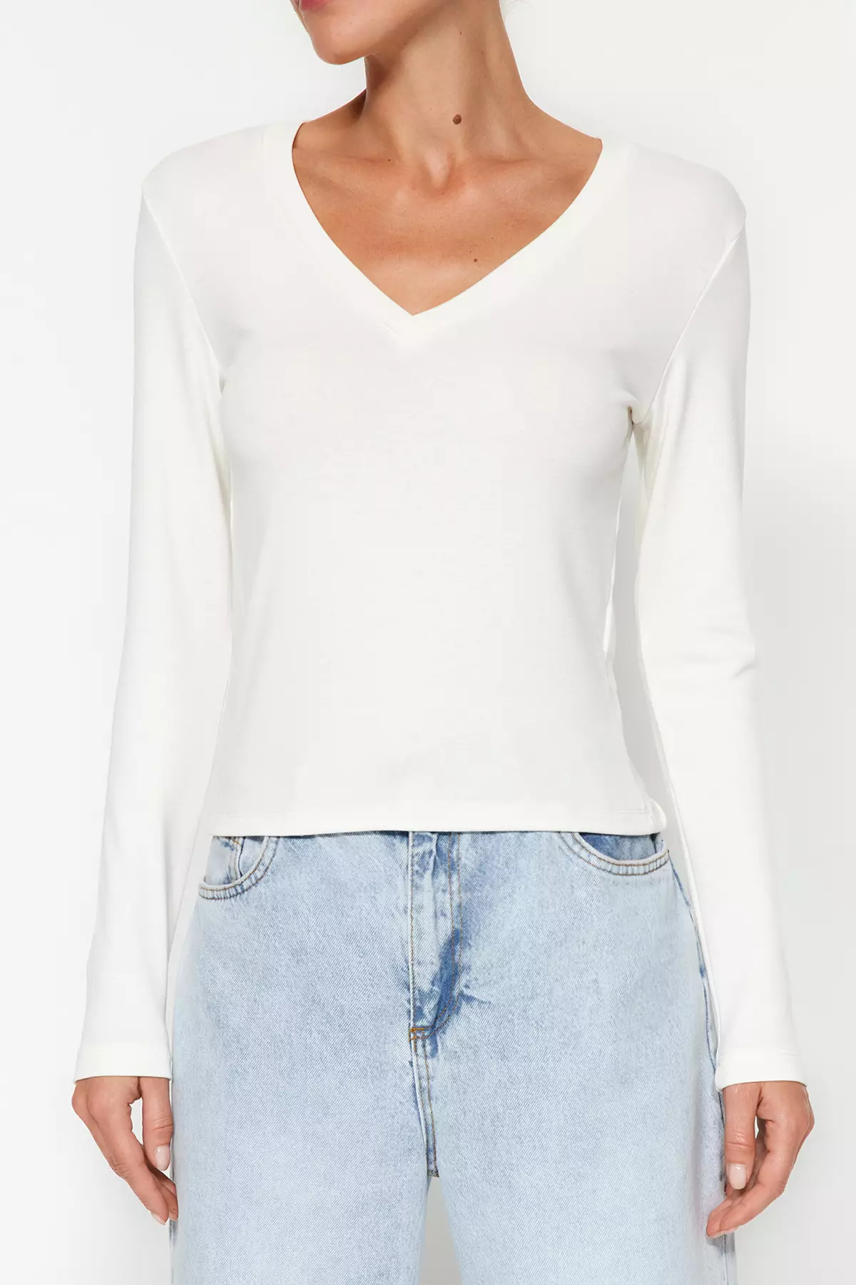 V-Neck Knitted Blouse