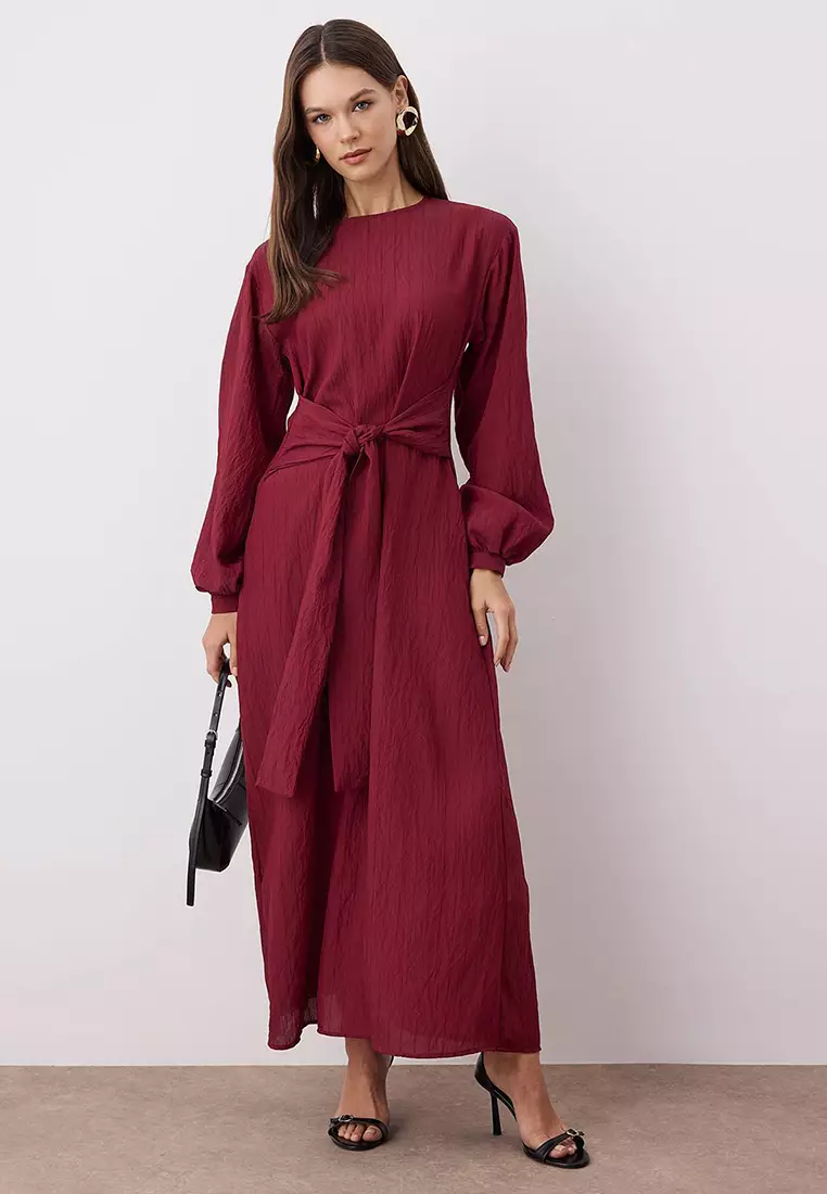 burgundy dress philippines Buy Burgundy Red Textured Satin Halter Sleeveless Midi Dress from Next  Philippines