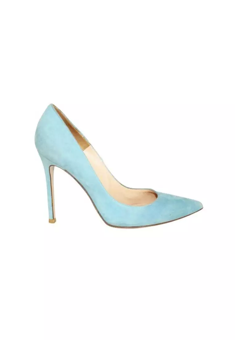 Light blue cheap suede pumps