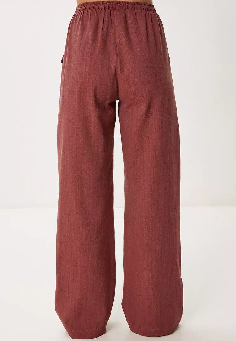 Women's Burgundy Linen Vest Pants Suit No00025