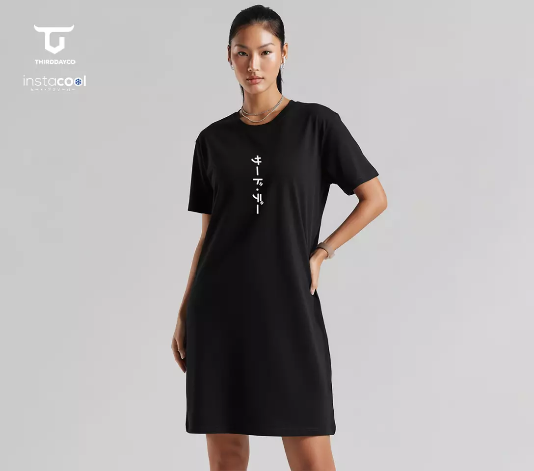 LTD23 Dress Kaos Casual thirdday LD katakana vertikal hitam