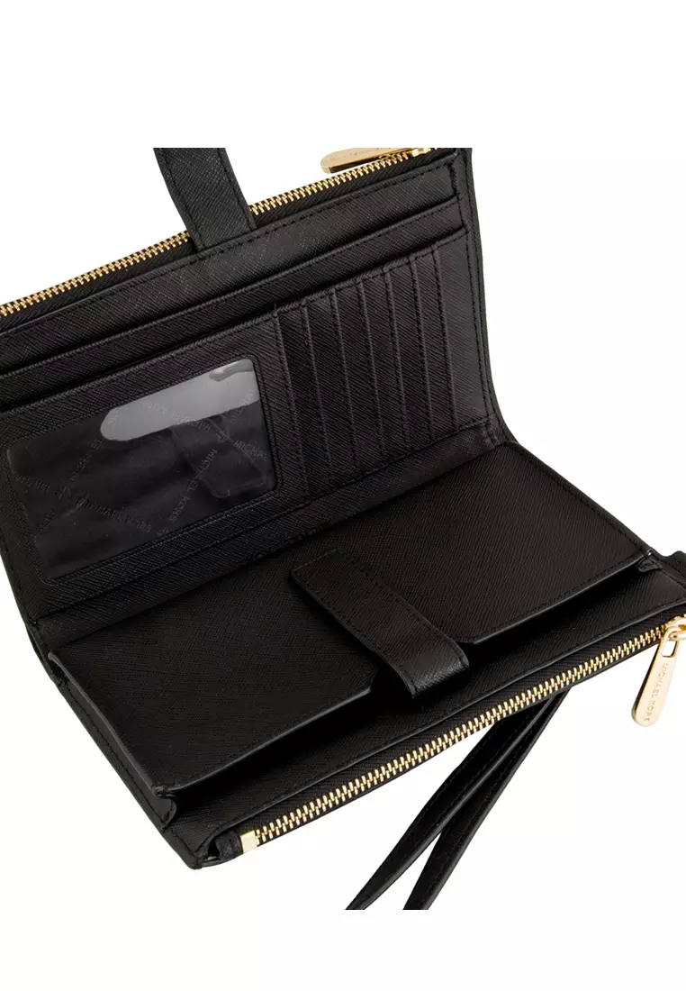 Jet Set Travel Large Double Zip Wristlet - Black