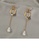 Glamorousky white Elegant Fashion Plated Gold Hollow Square Floral Tassel Imitation Pearl Earrings 73876ACDF1307EGS_3
