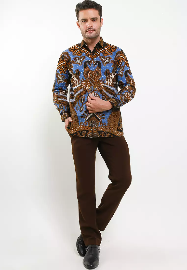 Batik Sablon Malam Mangkutresno Kemeja Batik Pria Premium Slimfit Modern Lengan Panjang