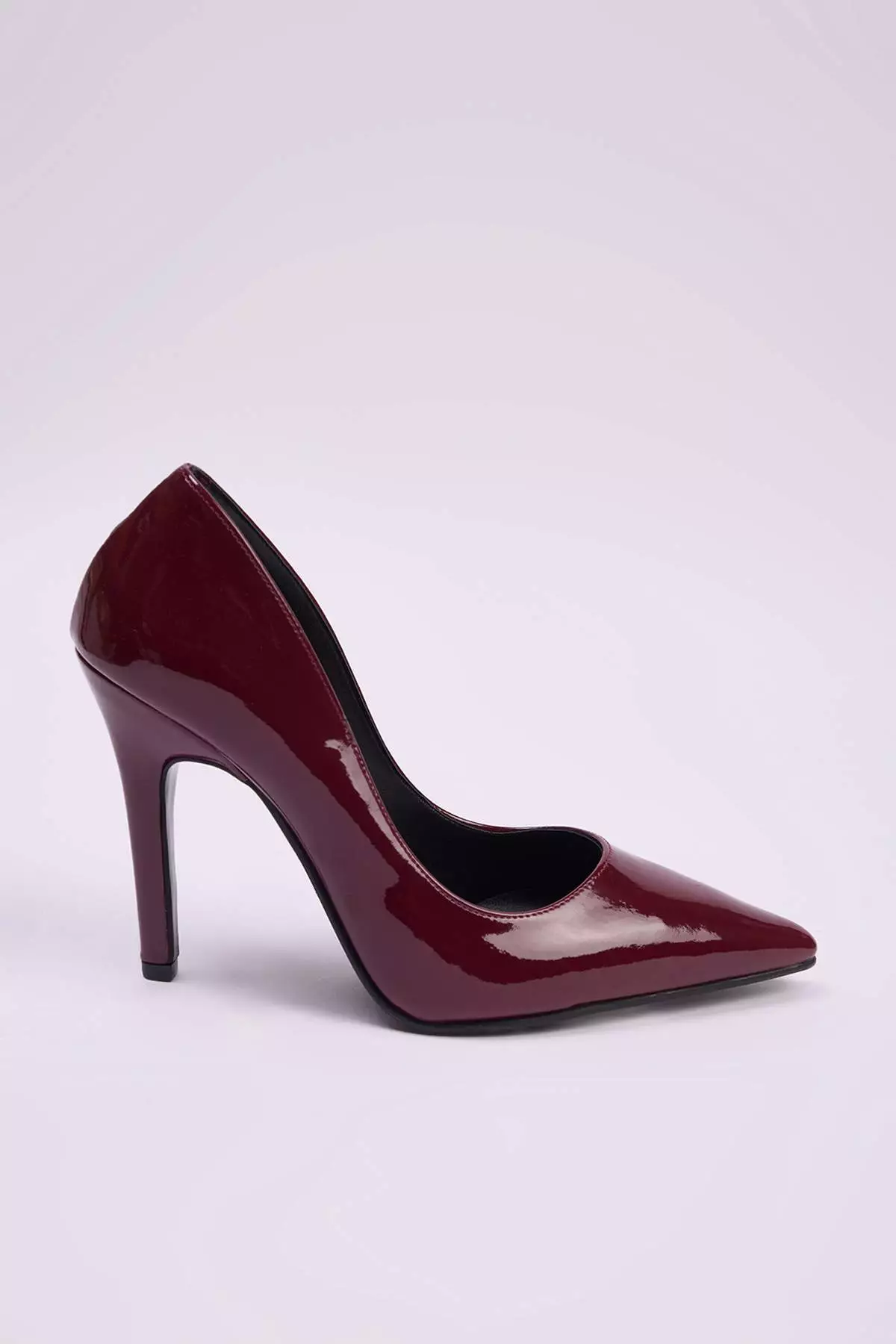 Burgundy Patent Leather Pointed Toe Women's Stiletto Thin Heeled Shoes Takss25To00025