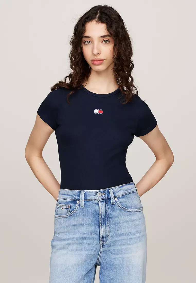 Slim Badge Rib Tee - Tommy Jeans