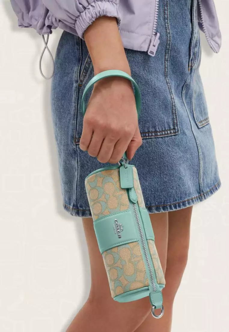 Coach Nolita Barrel Bag In Signature Jacquard Faded Blue