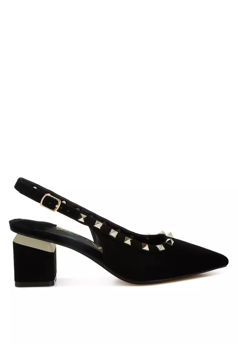 Discount on London Rag  shoes - SKU: Stud Emebllished Microfiber Sandals in Black