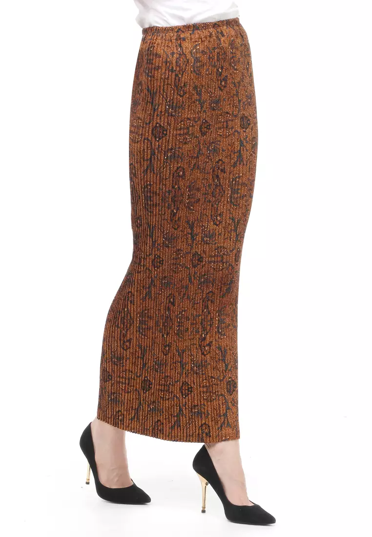 Rok Plisket Motif Batik Bawahan Wanita Design Casual - Wahyu Temurun