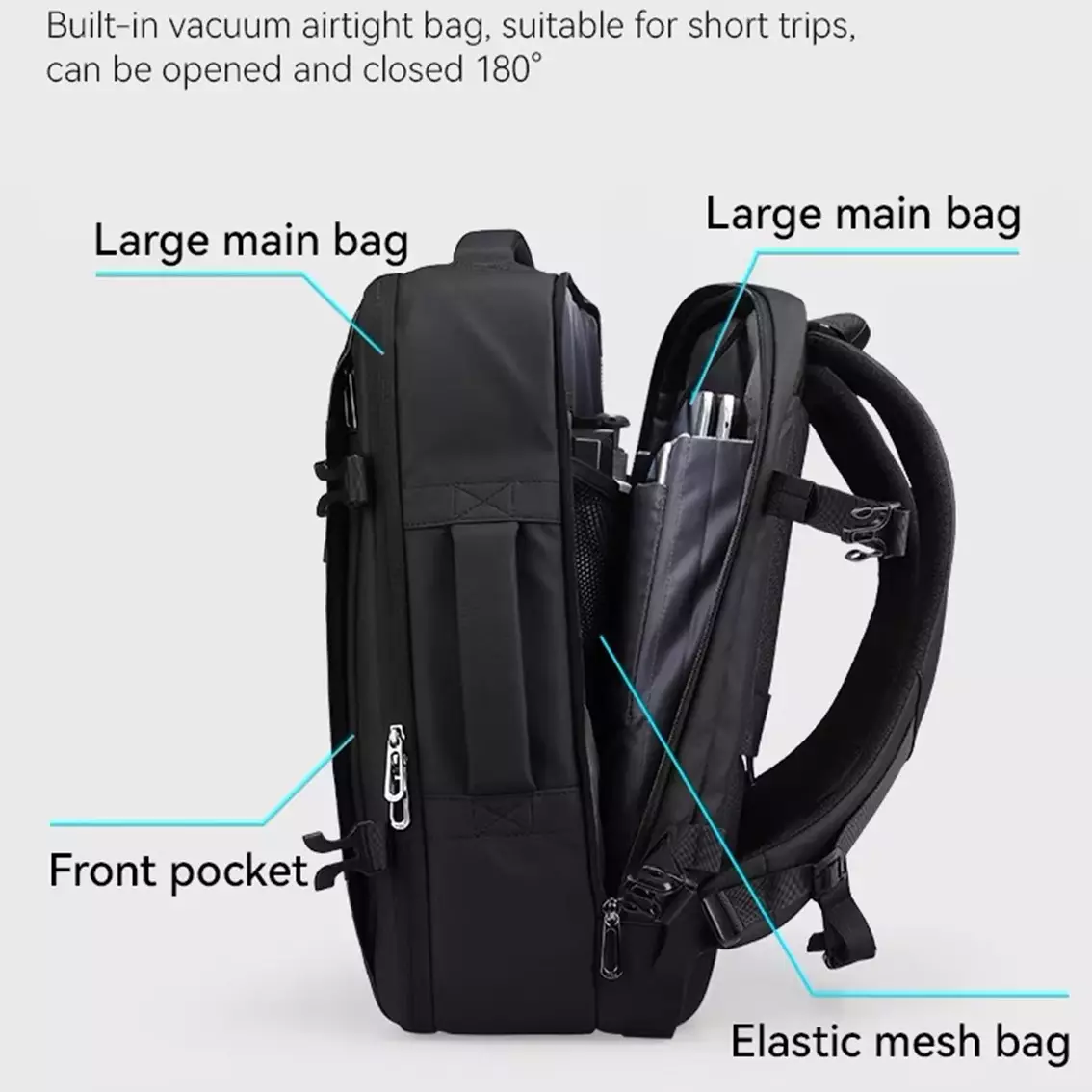 Mark Ryden Tas Backpack Ransel Laptop Pria Travel vacuum waterproof MR9299YKKQM - BLACK