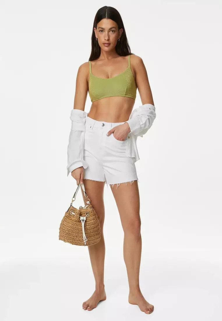 Padded Sparkle V-Neck Bikini Top