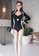Sunnydaysweety black Gathered Triangle Black And White Stitching One-Piece Swimsuit A21071403 39A42US21A48D7GS_5
