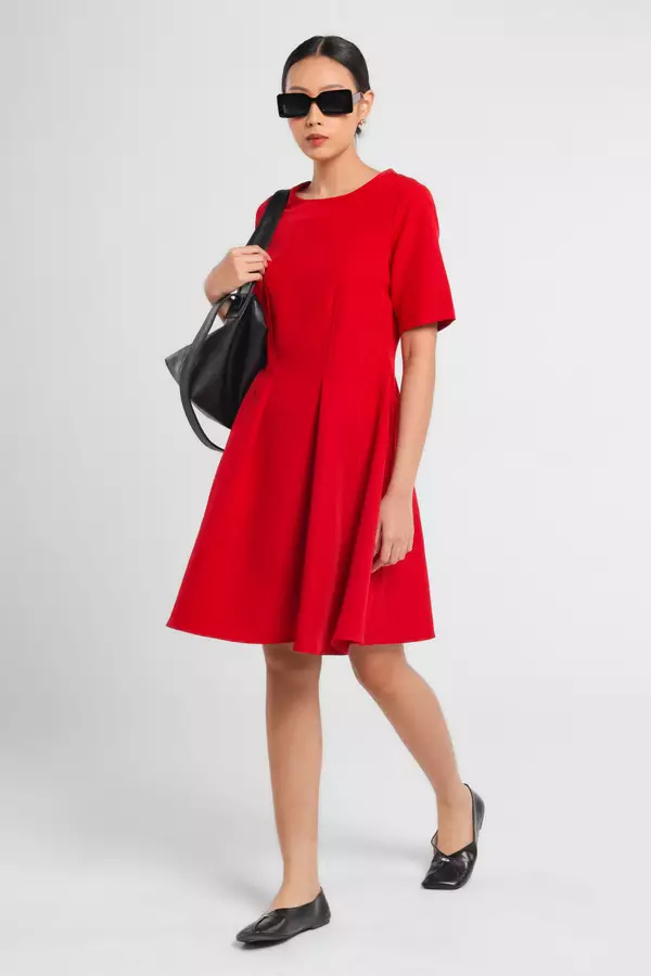 Minimal x Marsha Aruan - Dingga - Fit & Flare Dress - Red Warna Red