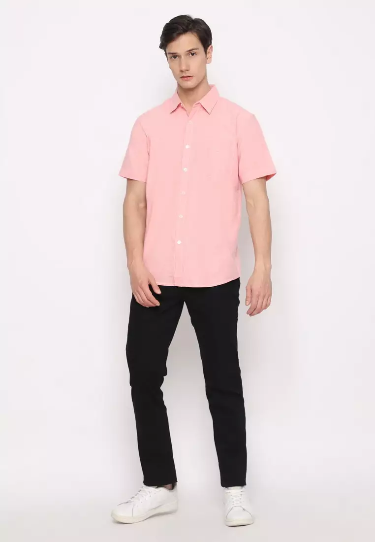 POLICE Kemeja Polos Cotton Oxford Coral Regular Fit Pria