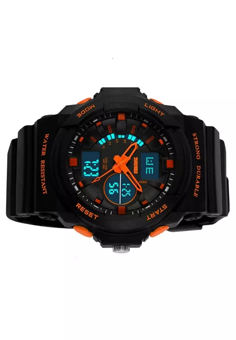 Jam Tangan Sporty Analog Digital Pria Waterproof Strap Tali Material Silicone QC43 ORIGINAL