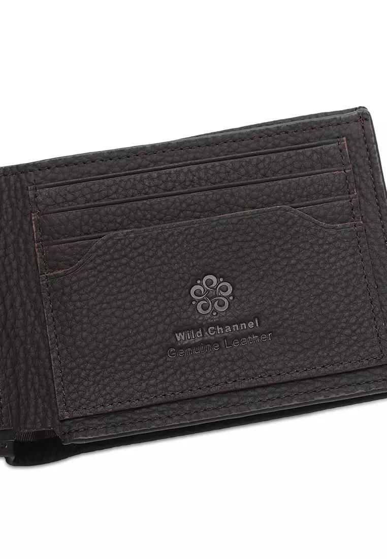 Men's Genuine Leather RFID Blocking Bi Fold Wallet