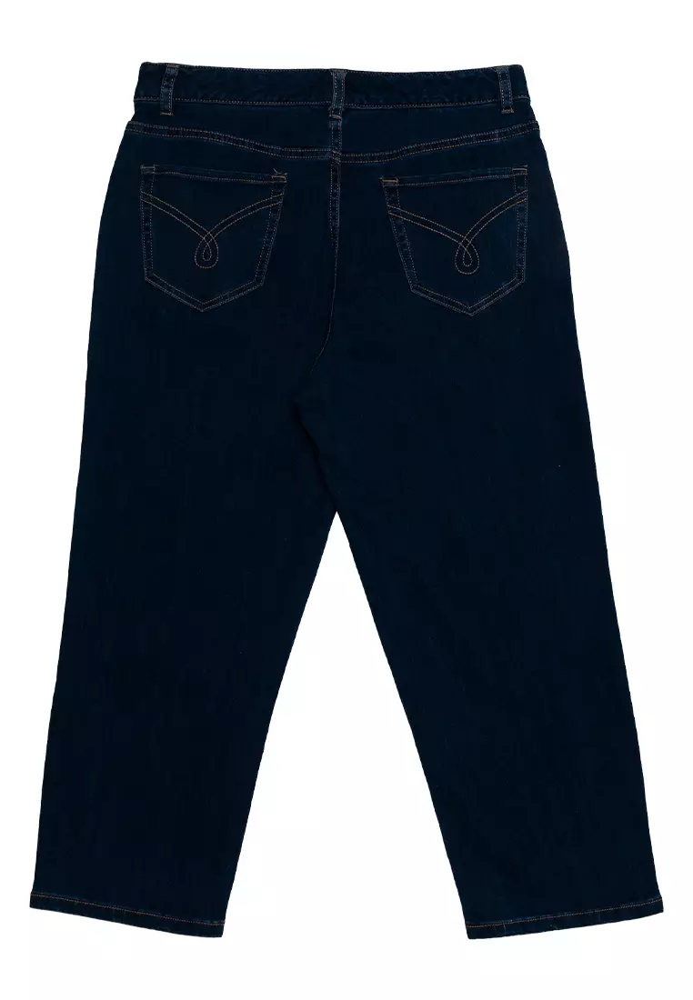 Buy Giordano Women's High Waist Regular Tapered Fit Cropped Denim