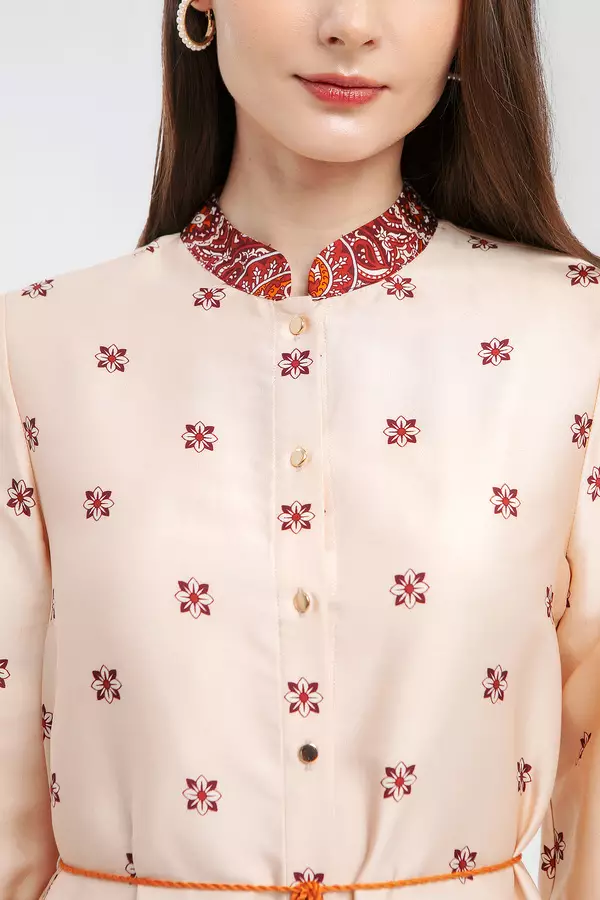 MINIMAL - Salma - Gamis Motif Etnik - Pink Light Colour Pink_Light