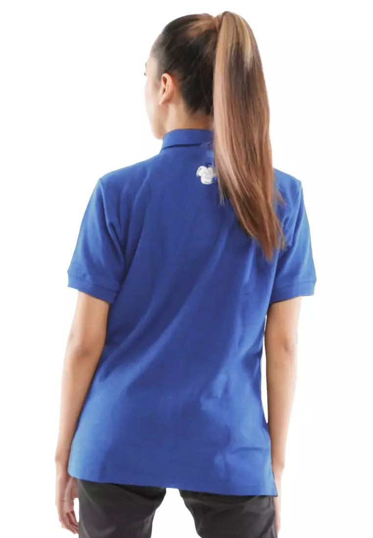 Tiento Women Polo Shirt True Basic HDC Blue Baju Tenis Kaos Kerah Resleting Lengan Pendek Pakaian Wanita