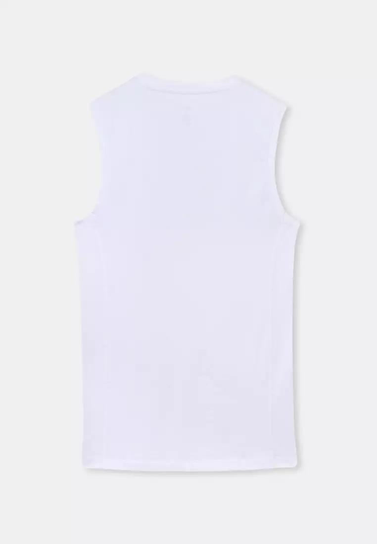 White Basic Undershirt, V-Neck, Slim Fit, Sleeveless Underwear for Men
