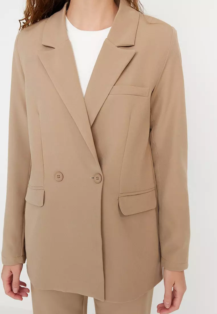 Mink Blazer Jacket-Pants Woven Two Piece Set TCTAW23US00132