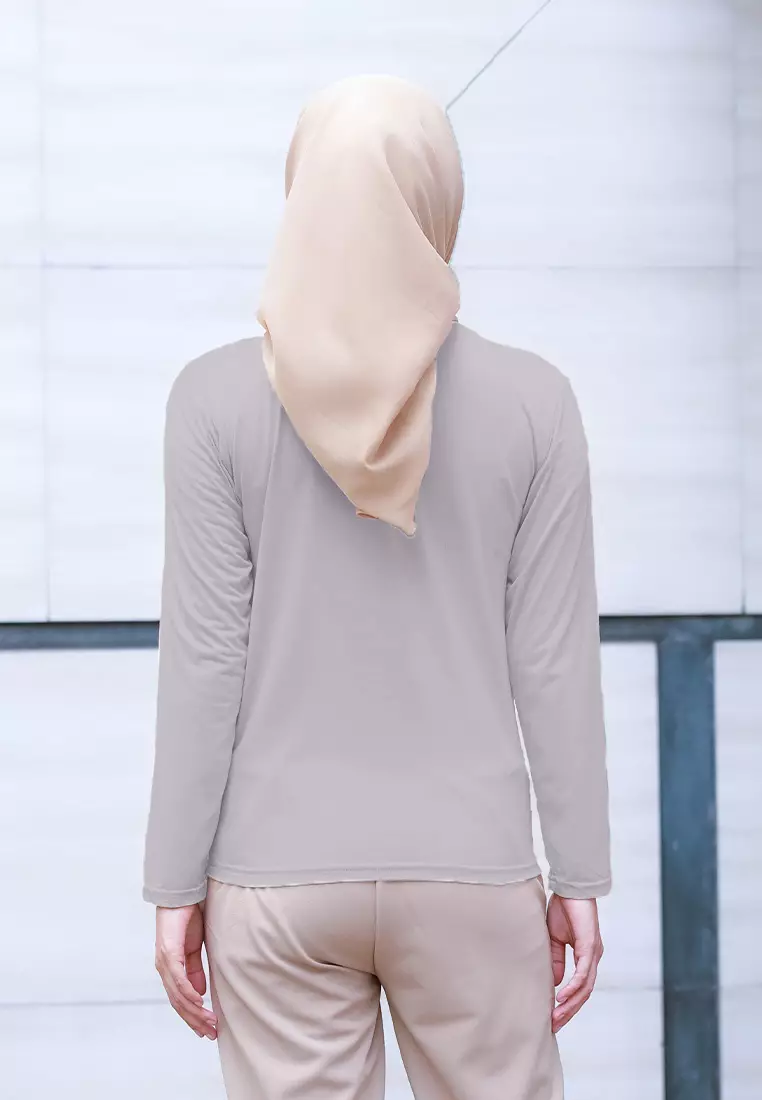 Cotton Bee - Manset Lengan Panjang Aneisha Inner Rayon - Sky Grey - XL 