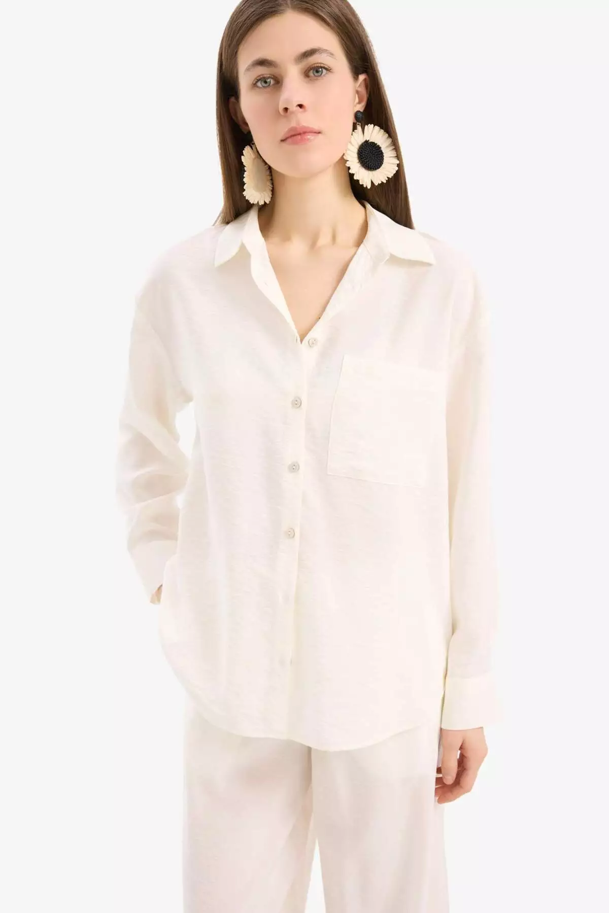 Regular Fit Beach Shirt-Fall in Love E1167Ax25Sm