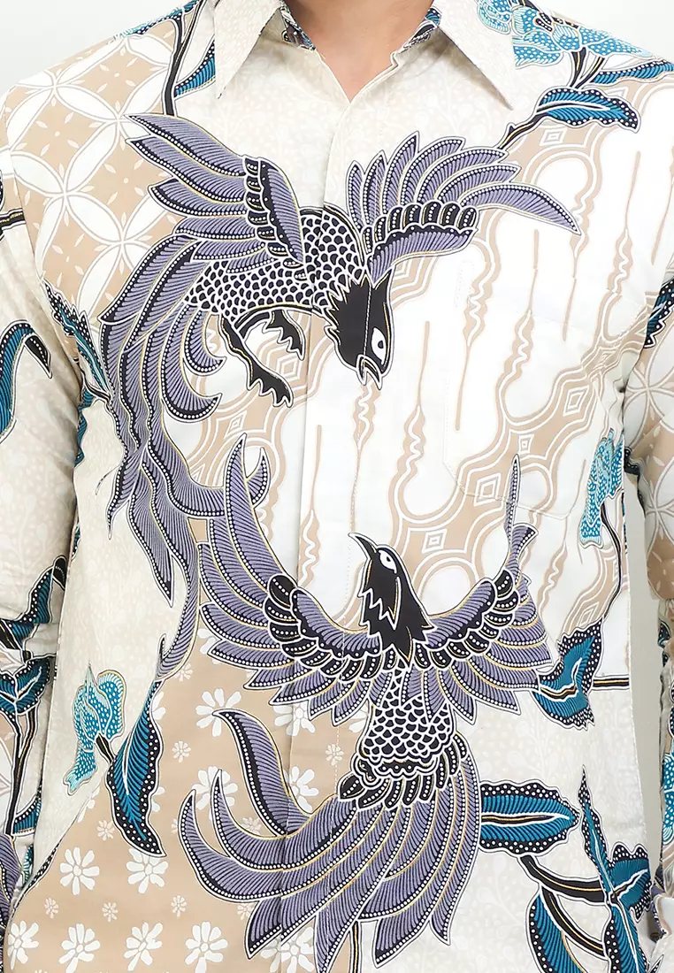 Kemeja Pria Lengan Panjang Furing Akyas Katun Prada Lining Broken White