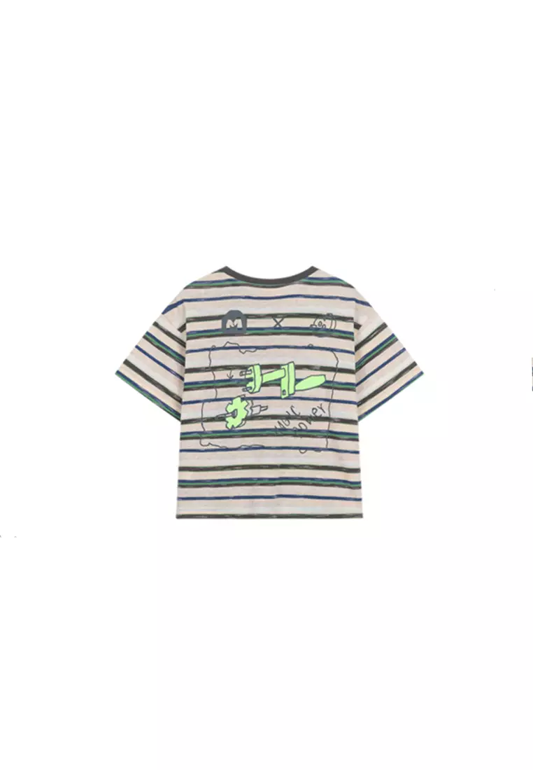 Graphic Printed Striped T-Shirt