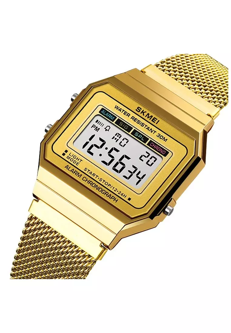 Jam Tangan Casual Digital Pria Water Resistant 30m Strap Tali Material Stainless Steel NB25 ORIGINAL