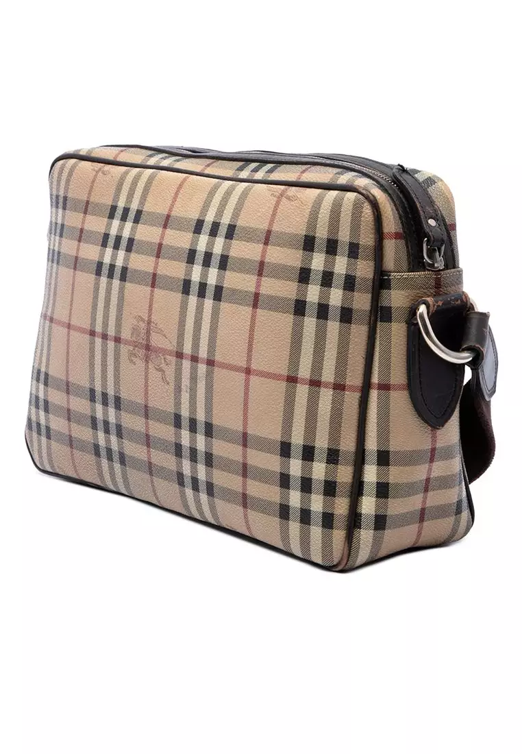 Pre-Loved Burberry Haymarket Check Coated Canvas Front Pocket Crossbody