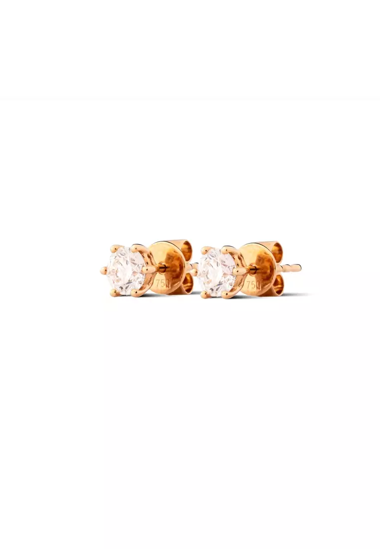 0.70ct TDW Round Lab Grown Diamond Prong Studs Earrings in 18K Yellow Gold D/E-VVS/VS