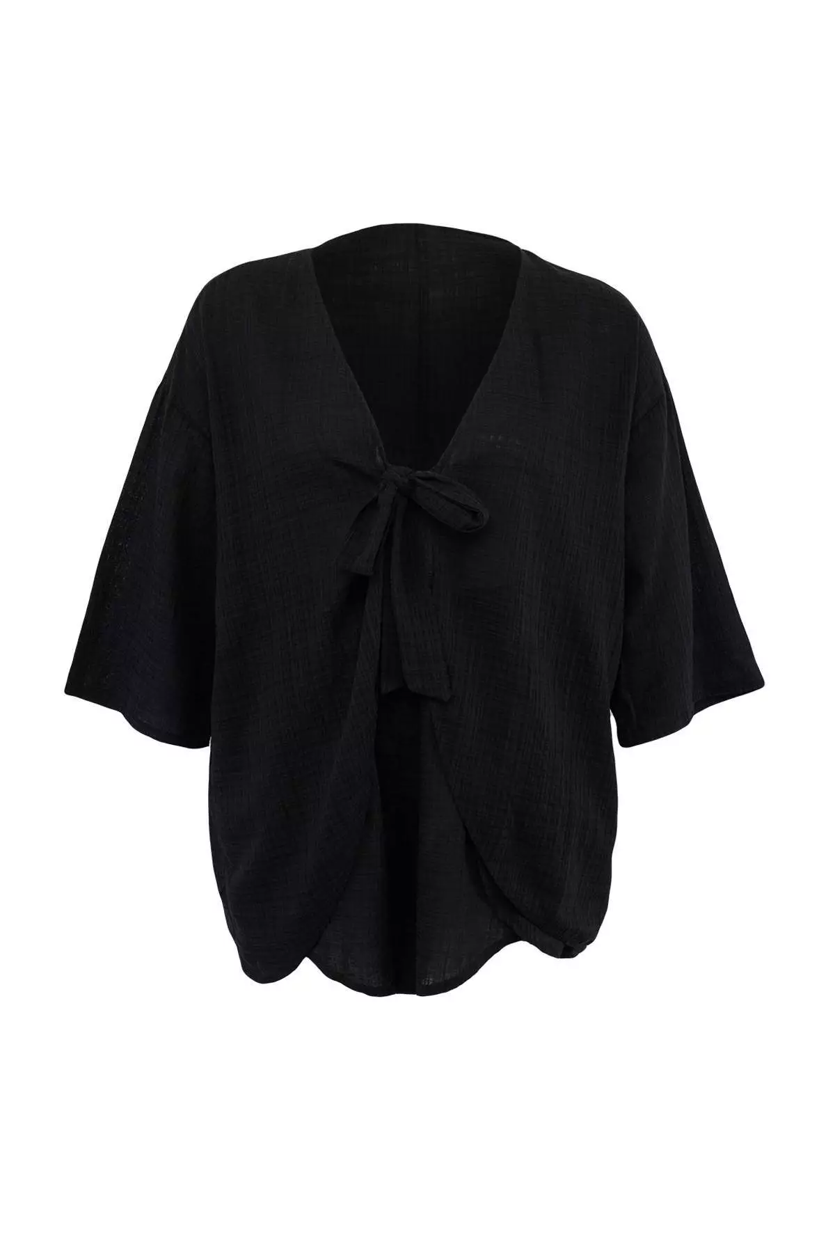 Beach Wear Black Binding Detail High Waist Woven Blouse&Shorts Set Tbbss26Cp00007