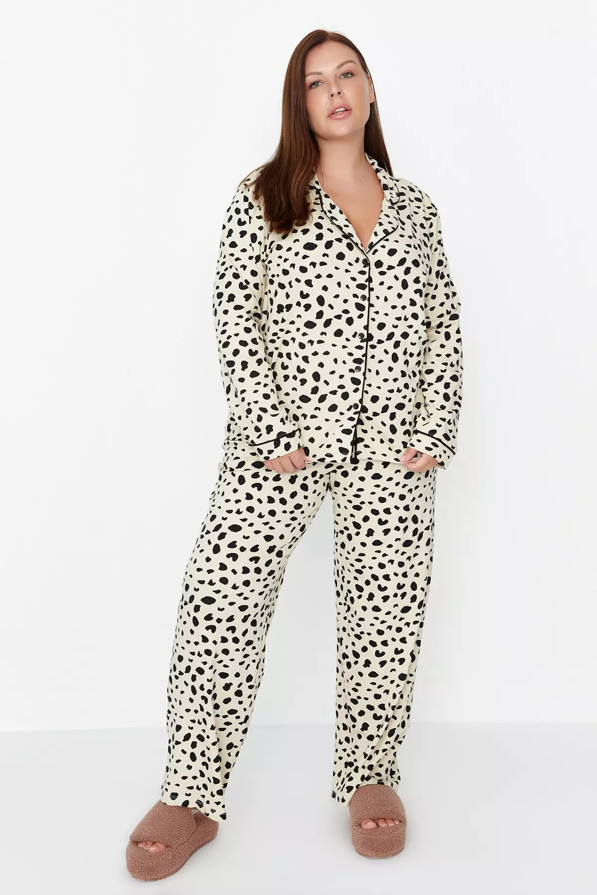 Colorful Animal Patterned Shirt Collar Pajamas Set - Tbbaw23Ai00015