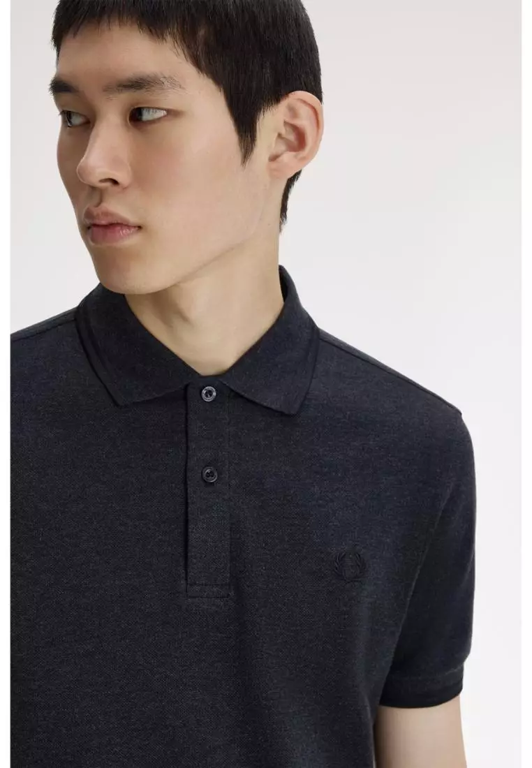 Fred Perry M3600 Twin Tipped Fred Perry Shirt (Charcoal Marl / Black / Black)