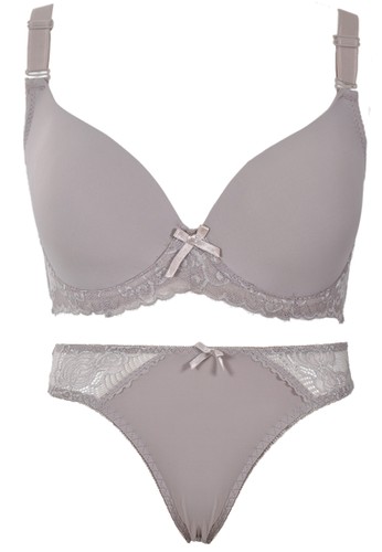 Frill Lace With Matching Panty-Grey
