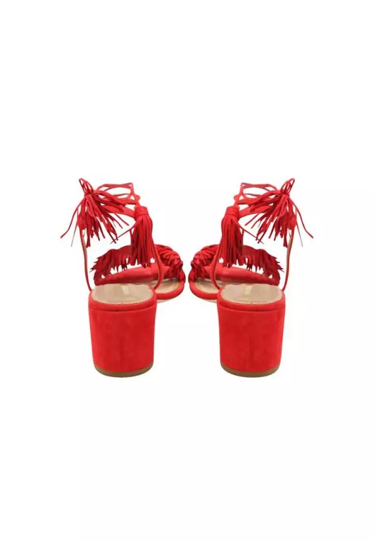 Red fringe heels new arrivals