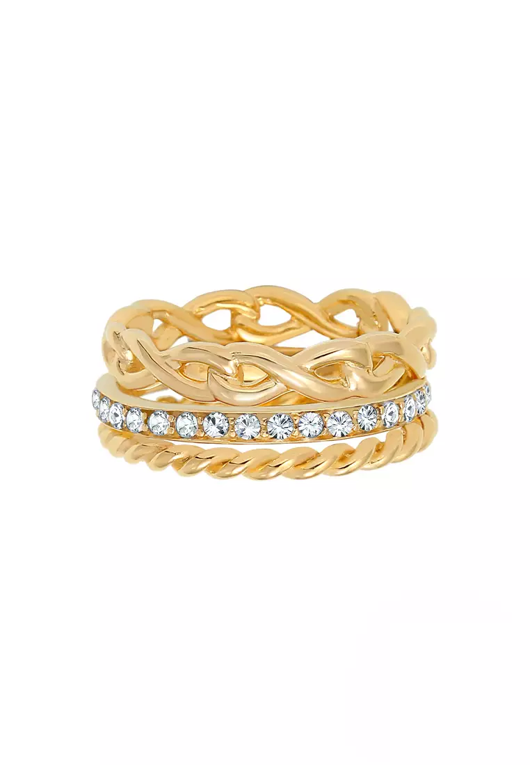 Ring Set Infinity Symbol Gold Plated Embellished with Crystals by Swarovski®