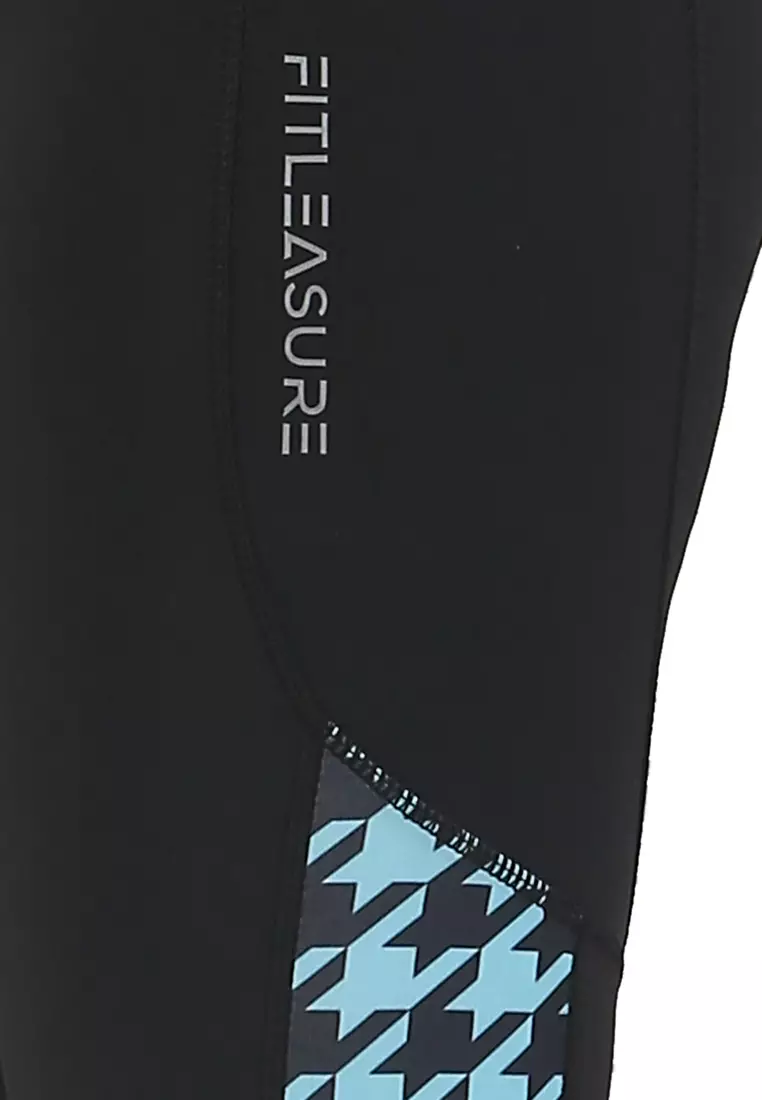 几何有氧运动/锻炼黑色紧身裤