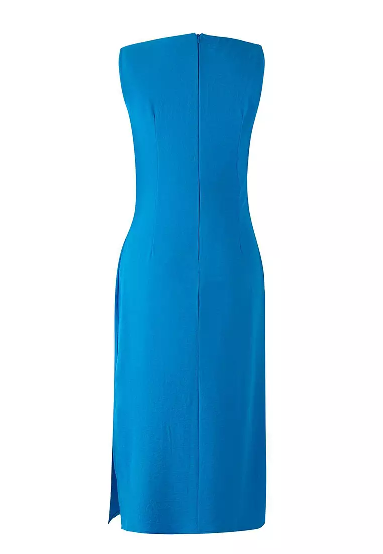 Blue Accessory Detailed Midi Dress
