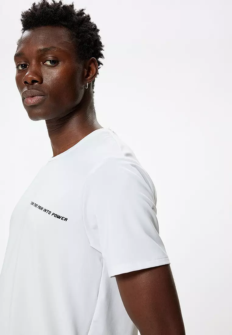 Slogan Printed Crew Neck Short Sleeve Sports T-Shirt