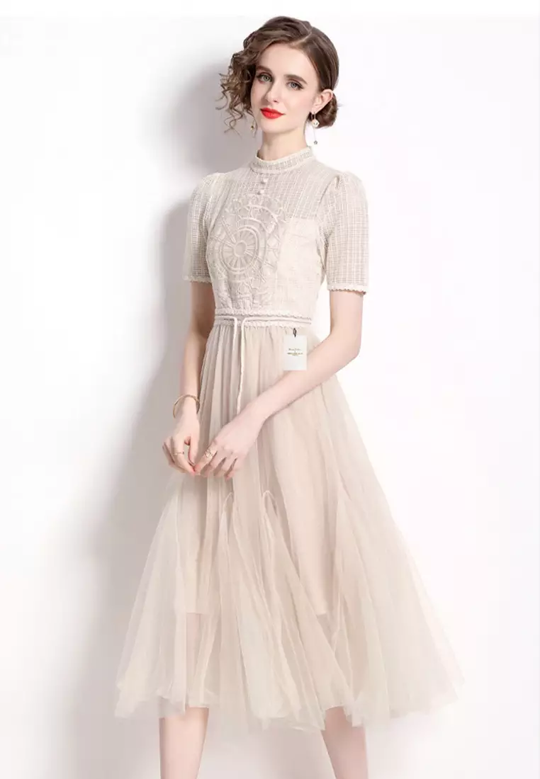 Vintage Slim Lace Dress ZHY9028-701