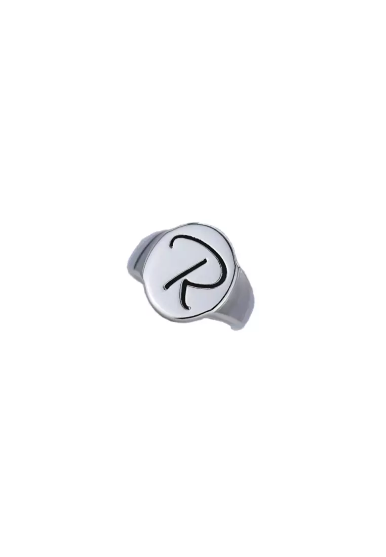  Sterling Silver Letter Signet Ring - R