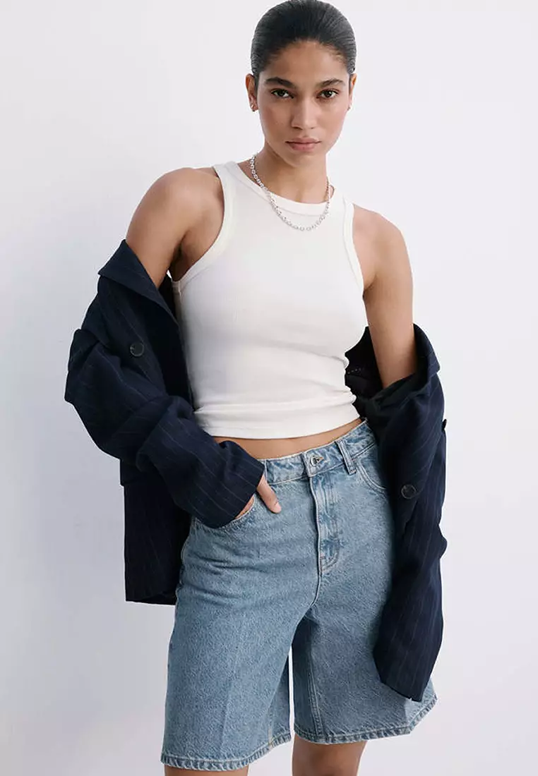 High-Waist Straight-Fit Denim Shorts