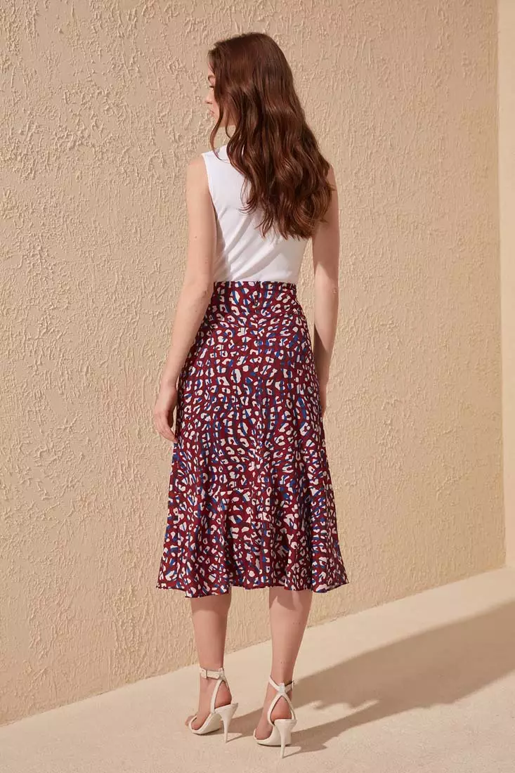 BZGTZT Women's Casual Plaid Mermaid Maxi Skirt A Line Irregular Ruffle Hem Fishtail Long Skirt