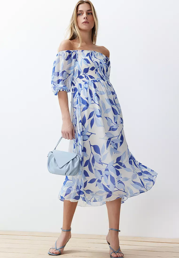 Buy Trendyol Off Shoulder Midi Dress 2025 Online ZALORA - Main Image