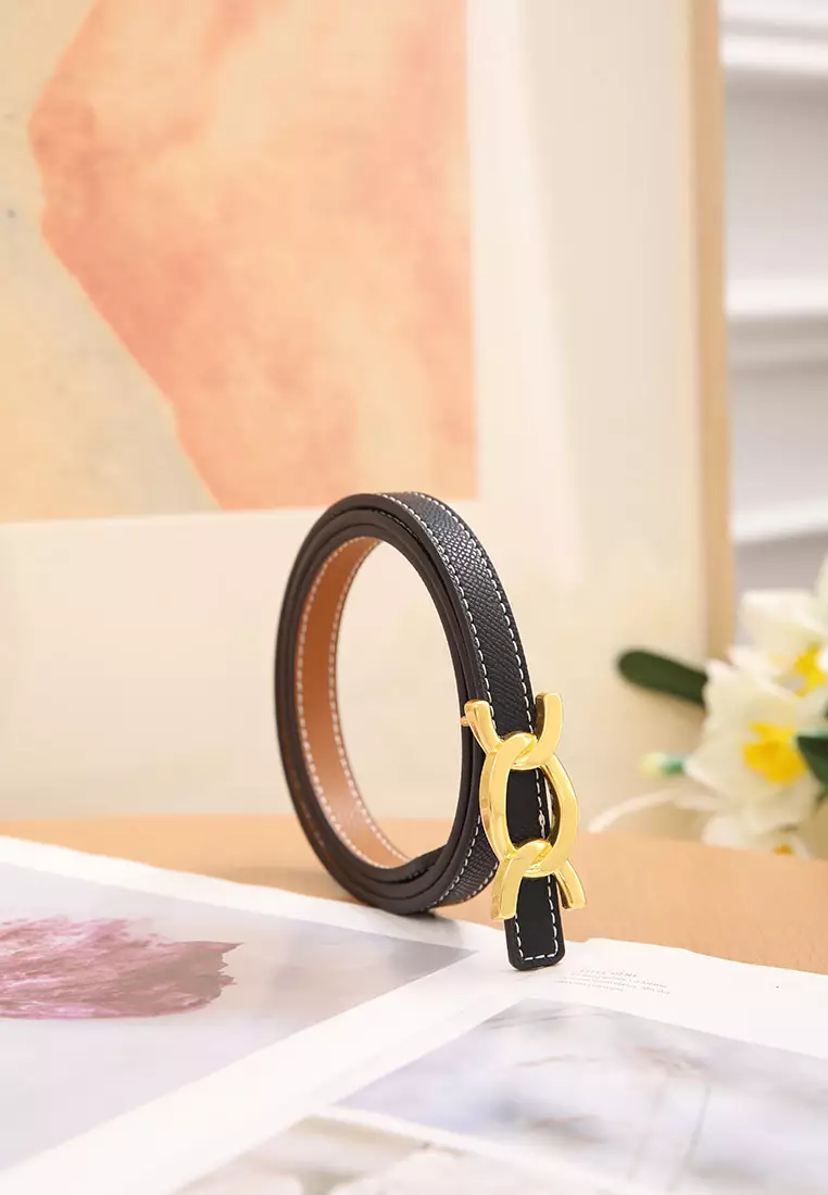 GYKACO ALDEN Black Tan - Ikat Pinggang Wanita - Fashion Belt / Sabuk