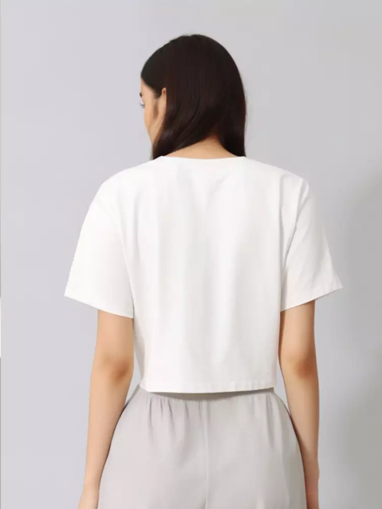 LTF14 kaos oversize crop top wanita instacool OLC paris jetaime putih