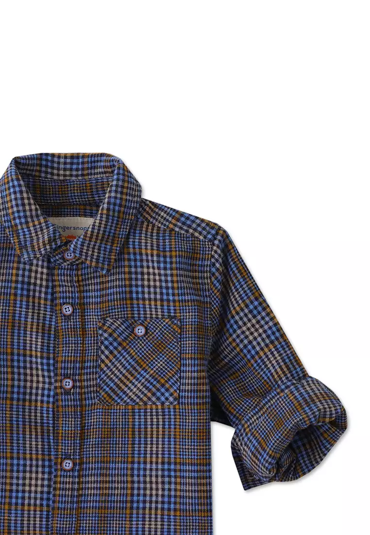 Baby Boys Plaid Shirt with Back Graphics