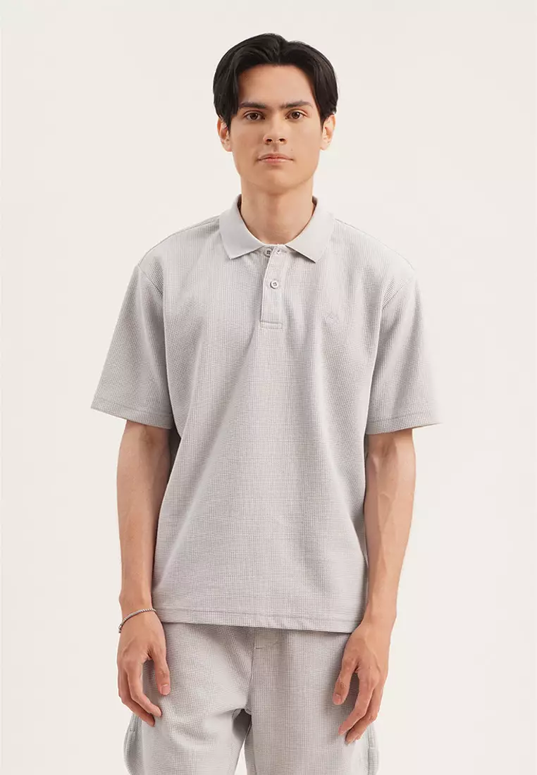 Buy Penshoppe Relaxed Fit Waffle Knit Polo with Embroidery 2025